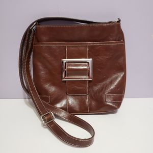 Nine West Brown Faux Leather Crossbody Hipster Purse Women's 8.5"×8.5"